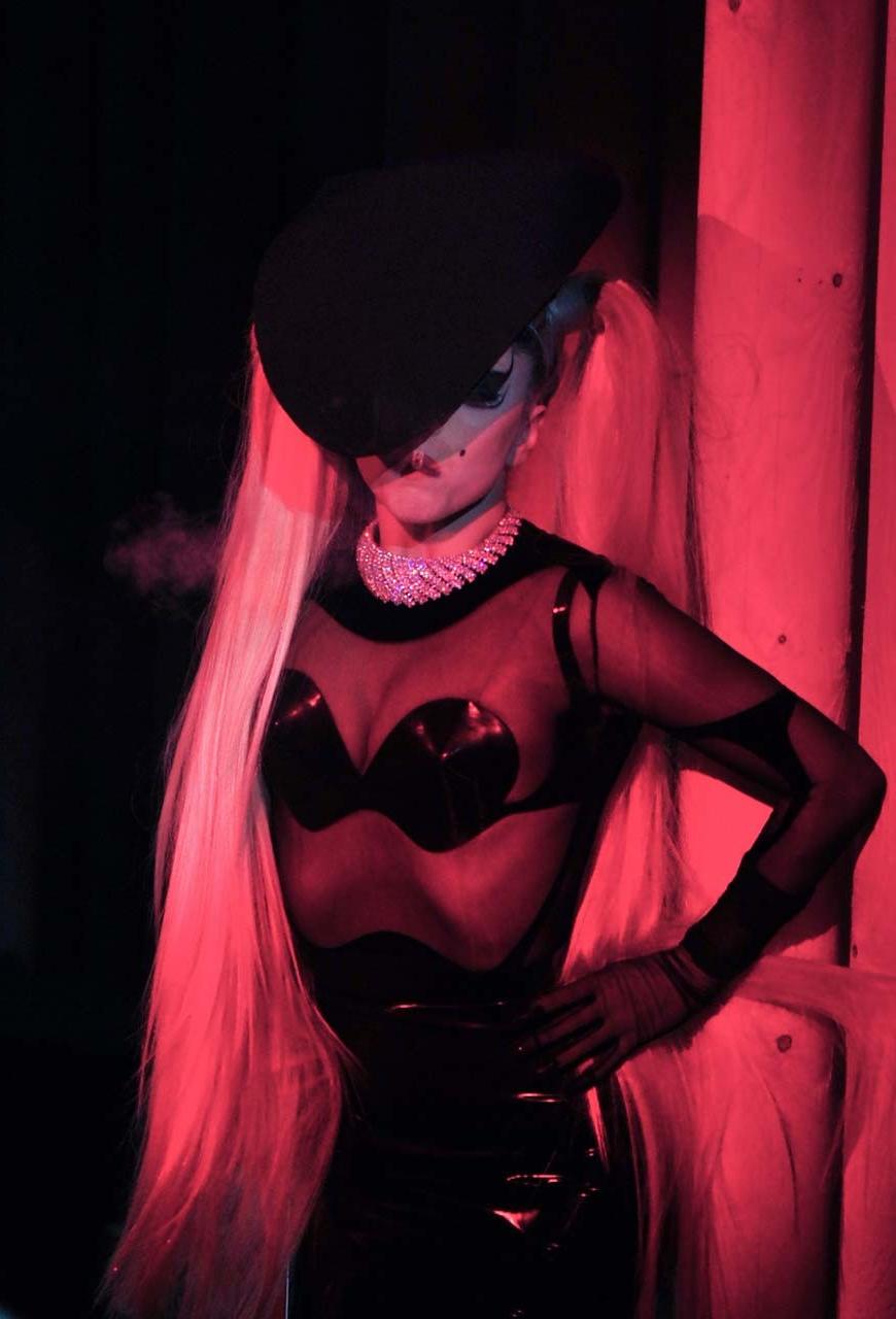 16P Lady Gaga in see thru to bra dress on some event paparazzi pictures