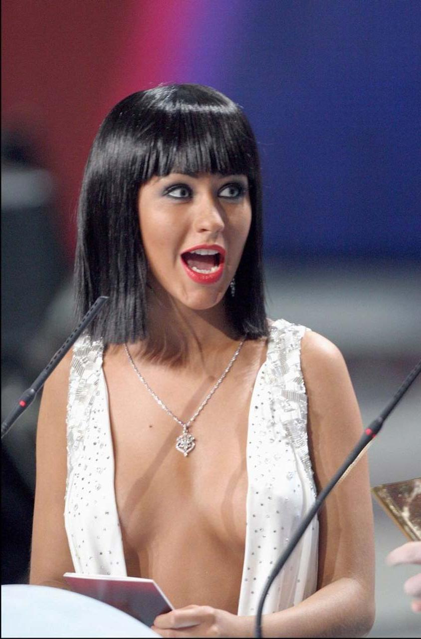 10P Christina Aguilera in see thru top to bra paparazzi shoots and posing topless