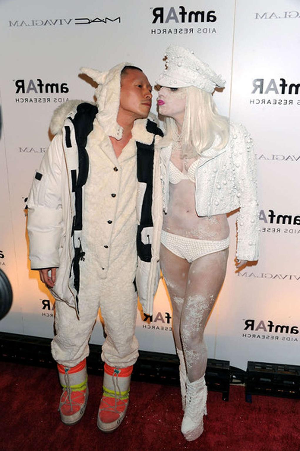 16P Lady Gaga in see thru dress without bra and in white hot pants