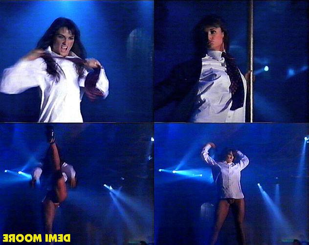 10P Demi Moore performing streaptese and exposing her nice body in bra and panties