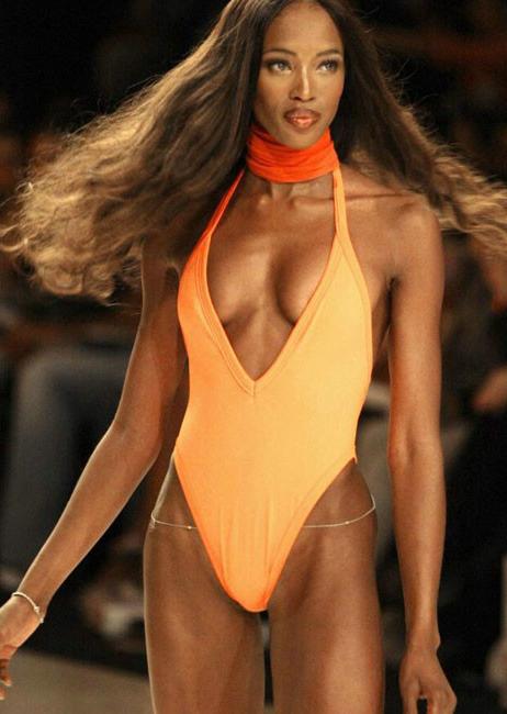 15P Black celebrity Naomi Campbell in some great baseball lingerie