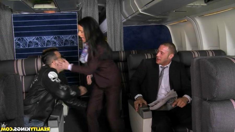 16P Flight attendant Tanya Tate fucked hard in a plane