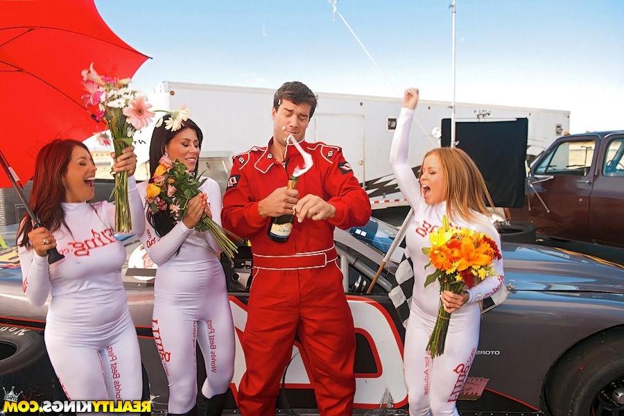 16P Brooklyn Lee and her grid girls in a cfnm orgy