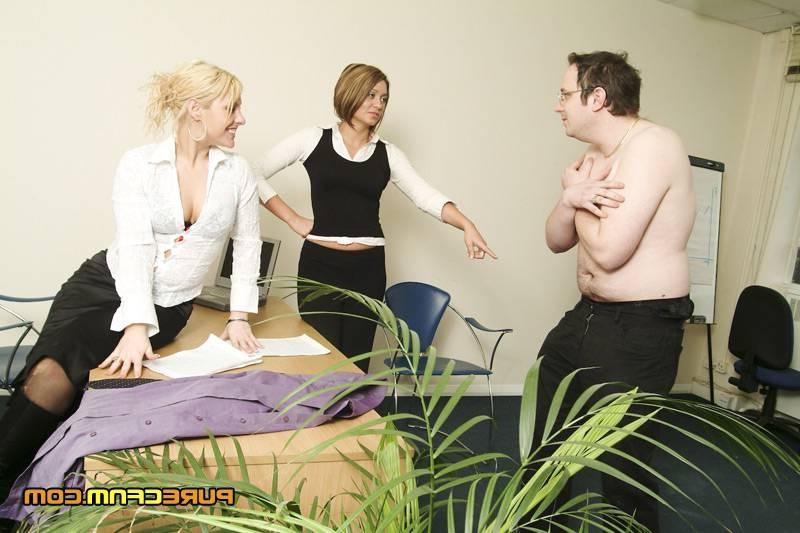 17P Three babes inspect and grope dick