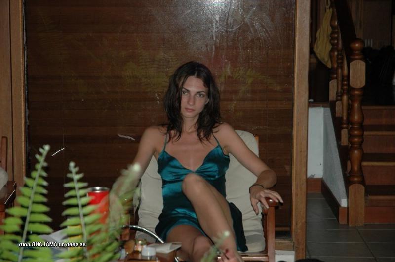 15P Skinny wife posing topless during a vacation with hubby