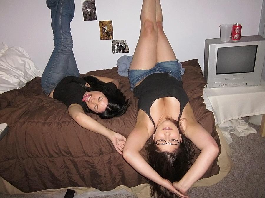 12P Hot girls masturbate and jerk off their room mate then get fucked in a mega dorm