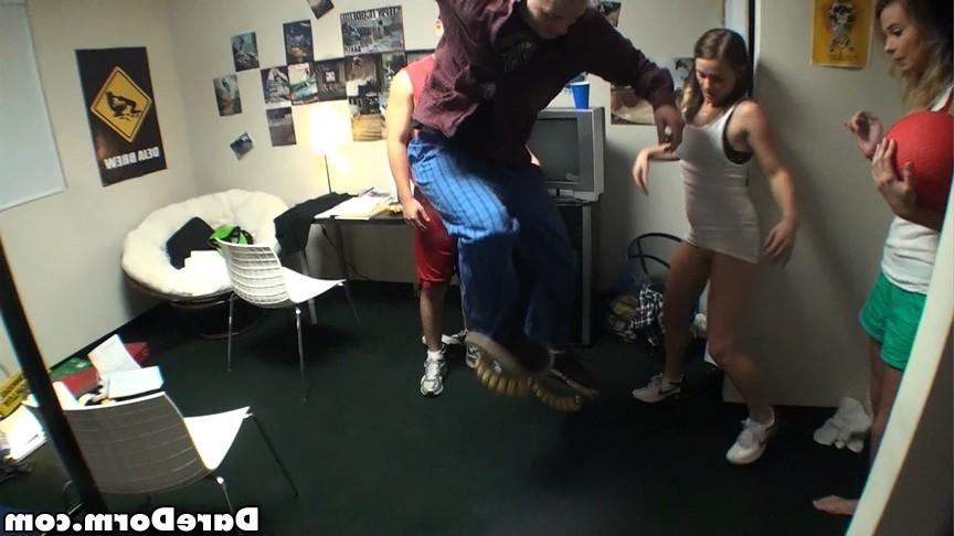 12P Watch 3 super hot college booty short teens fuck around playing dodge ball then 