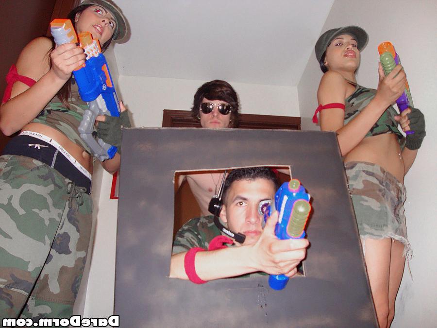 12P 4 hot college fucking party babes suck and get fucked in these real dorm room fo