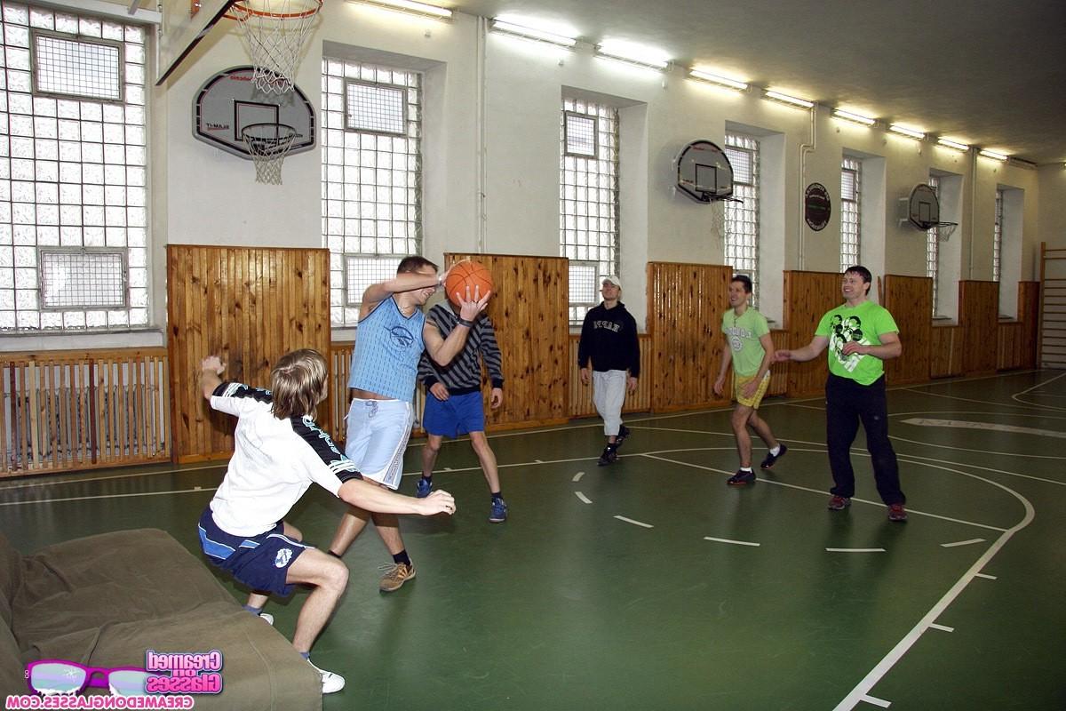 14P Team of basketball players banging a gymnast wild