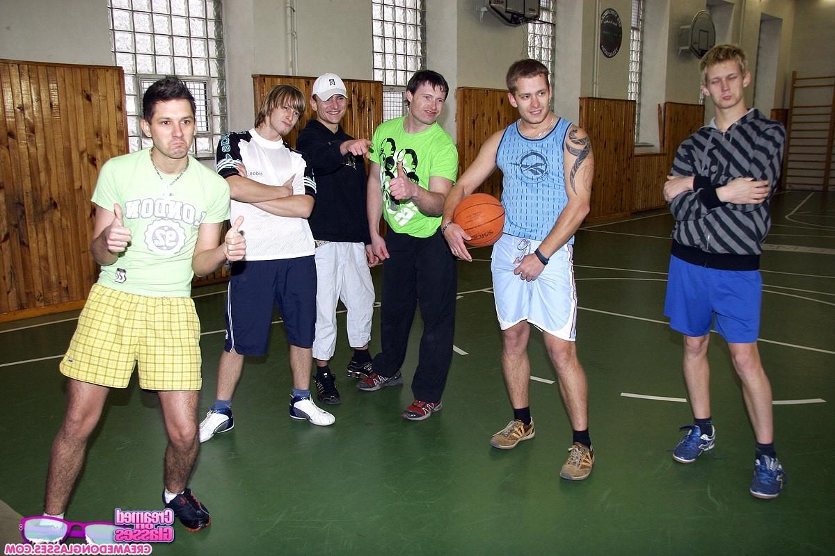 14P Team of basketball players banging a gymnast wild