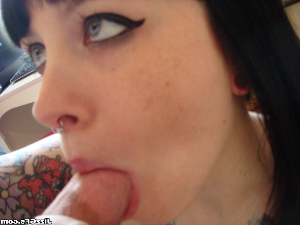 15P Tattooed and pierced GF sucks cock and swallows