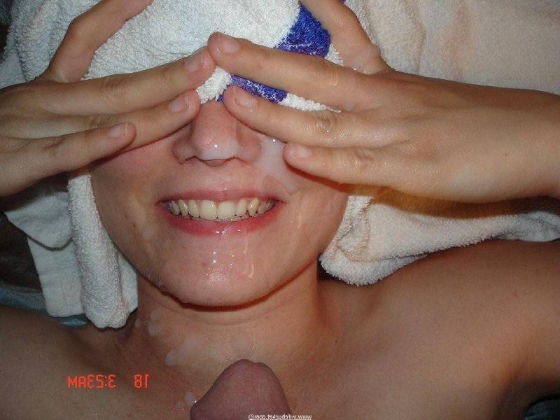 19P Home made pics of housewives receiving sticky facial cumshots
