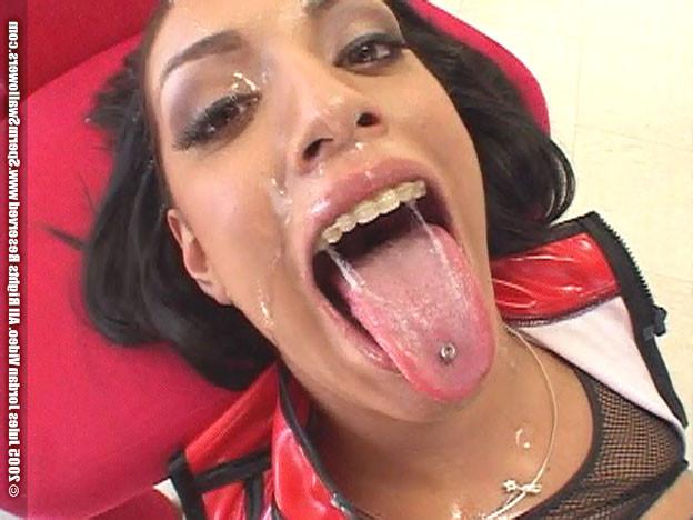 12P Black hottie blowing three fat cocks and swallowing a ton of cum