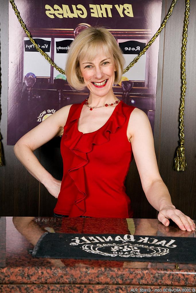 15P At 52 years old blonde Hazel looks hot as ever naked on the bar