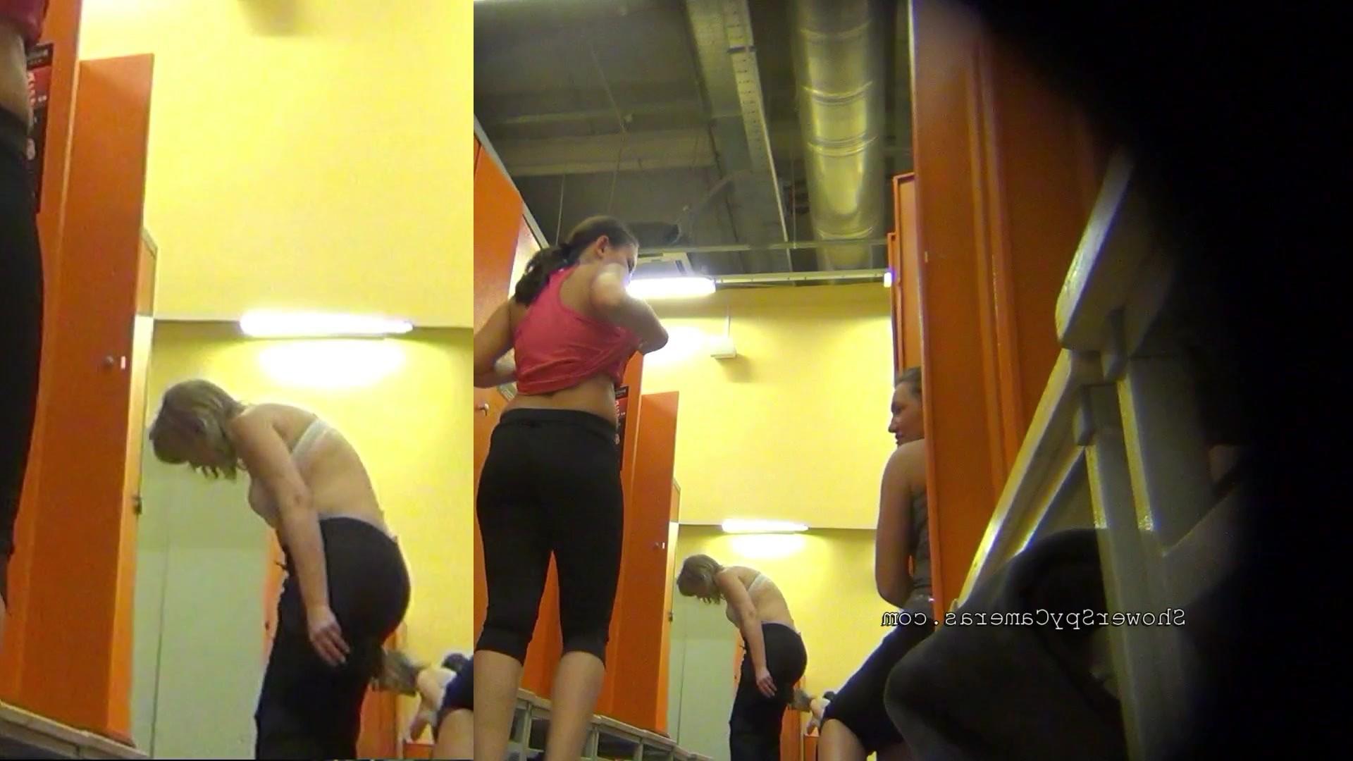 12P Young teenagers undress in the public locker room