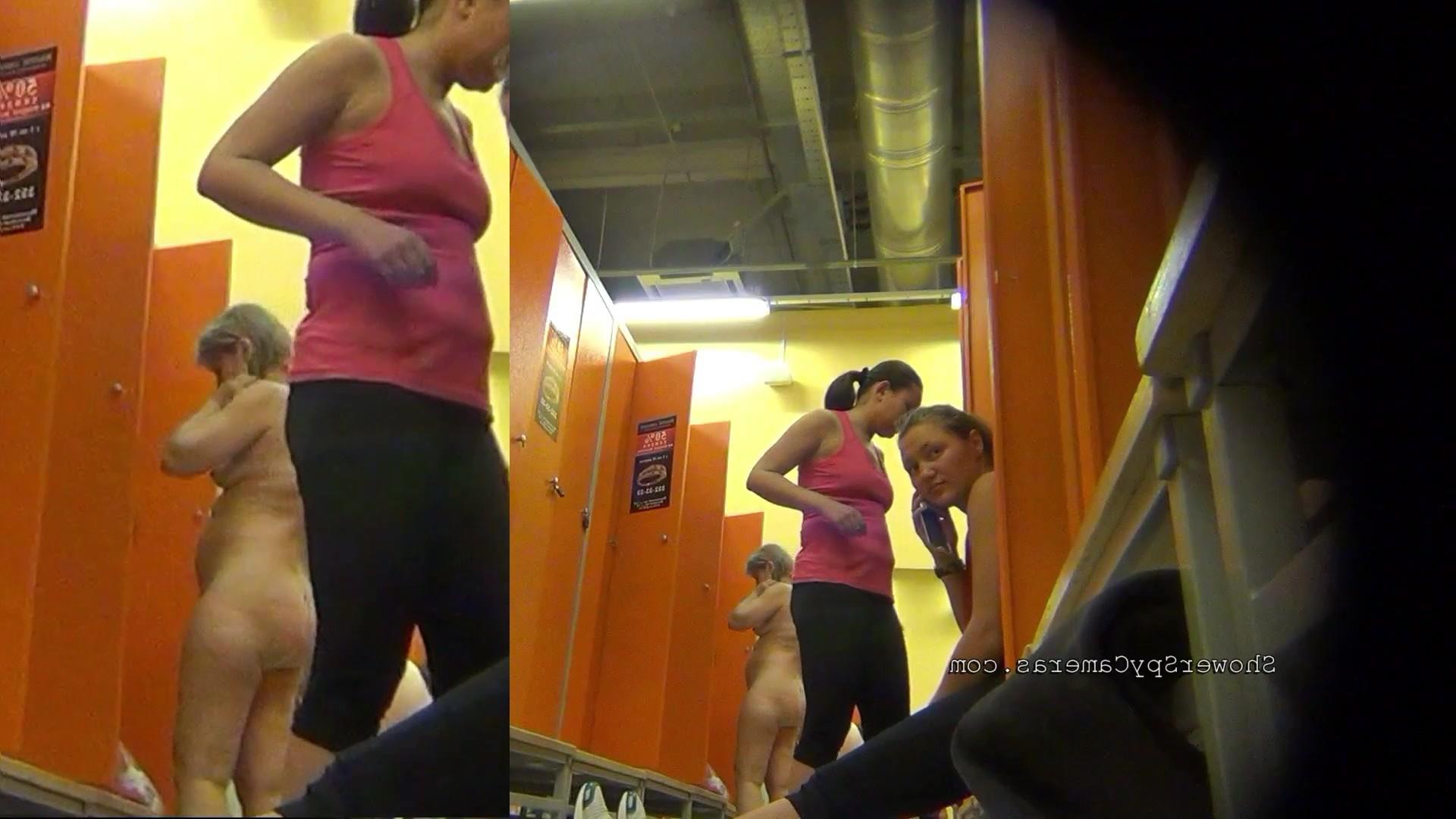 12P Young teenagers undress in the public locker room