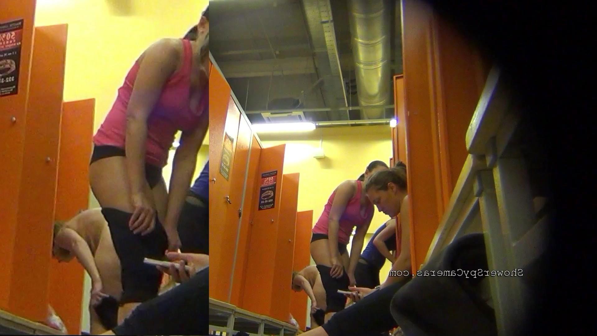 12P Young teenagers undress in the public locker room