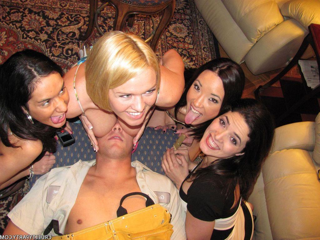 16P Capri Cavali and her horny posse sharing a cock