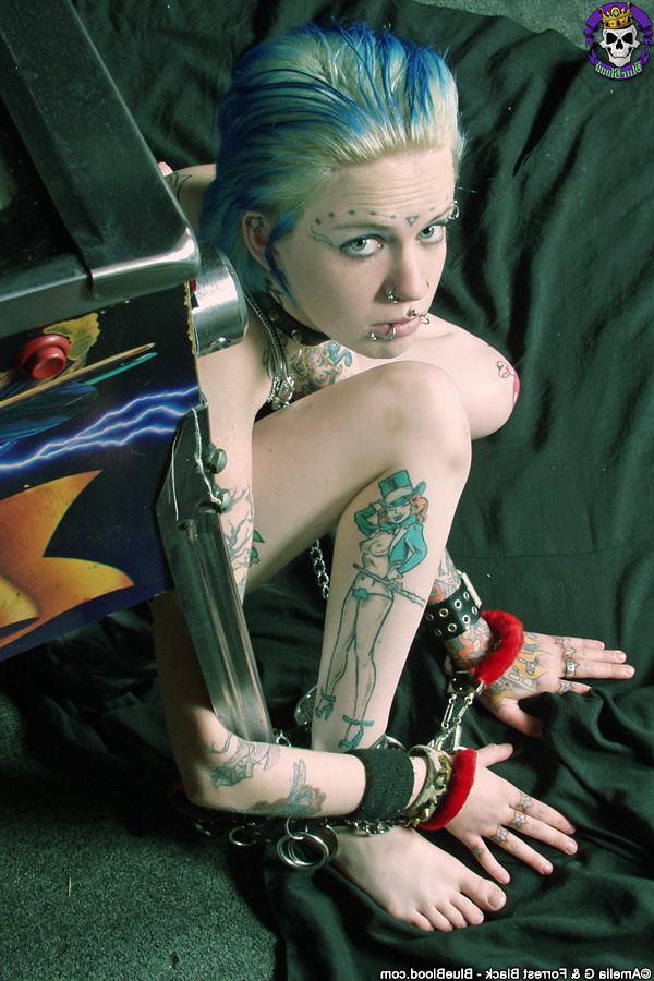 15P Tattoo punk gets stripped and chained up