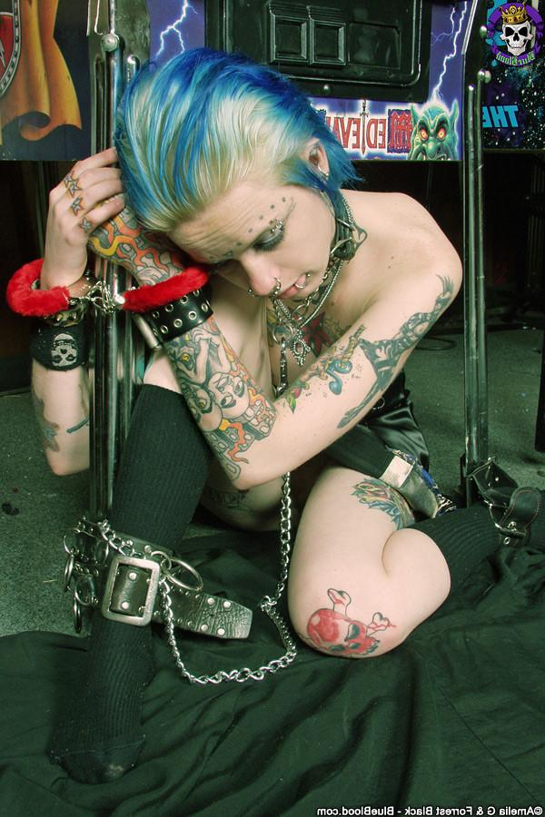 15P Tattoo punk gets stripped and chained up