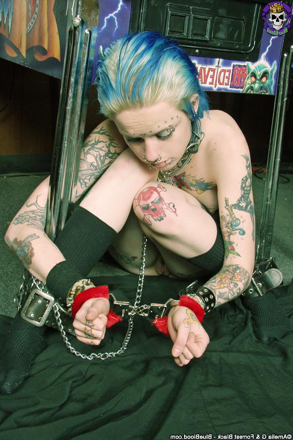 15P Tattoo punk gets stripped and chained up