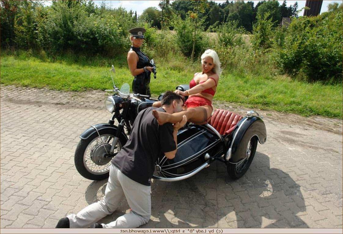 12P Kinky biker babes dominate a stranger