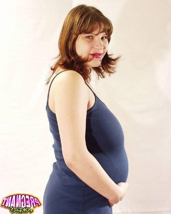 16P Sweet pregnant babe shows her nice boobs and spreads pussy lips