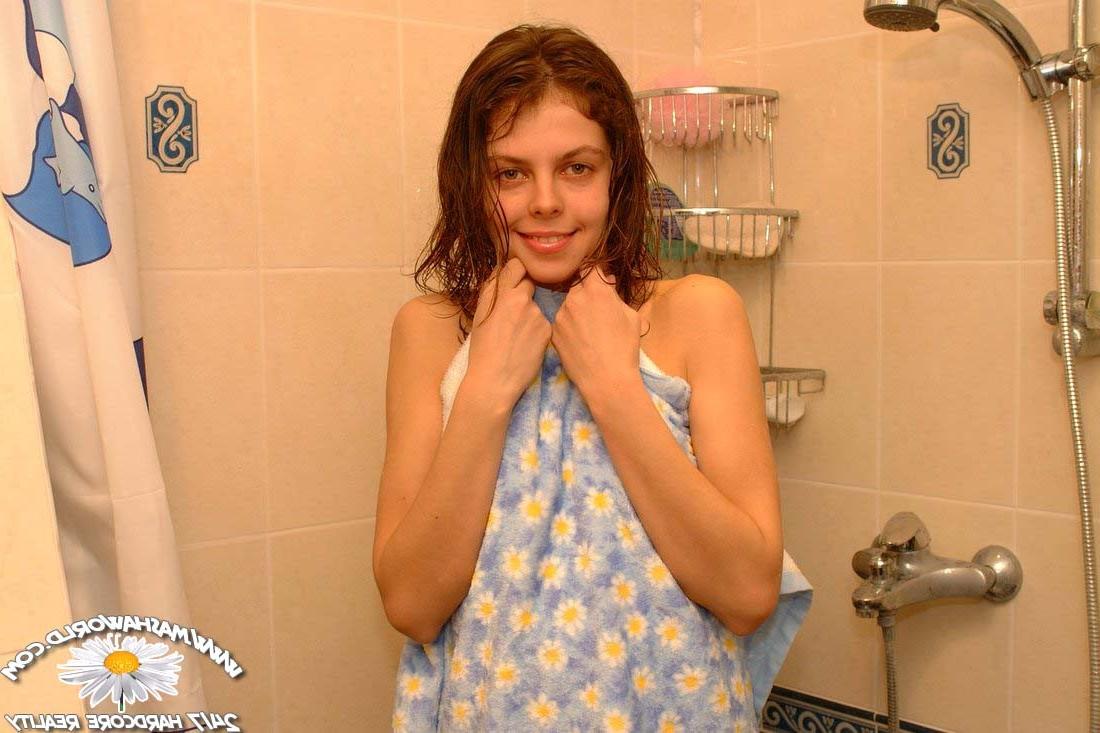15P Tiny russian teen girl taking a shower