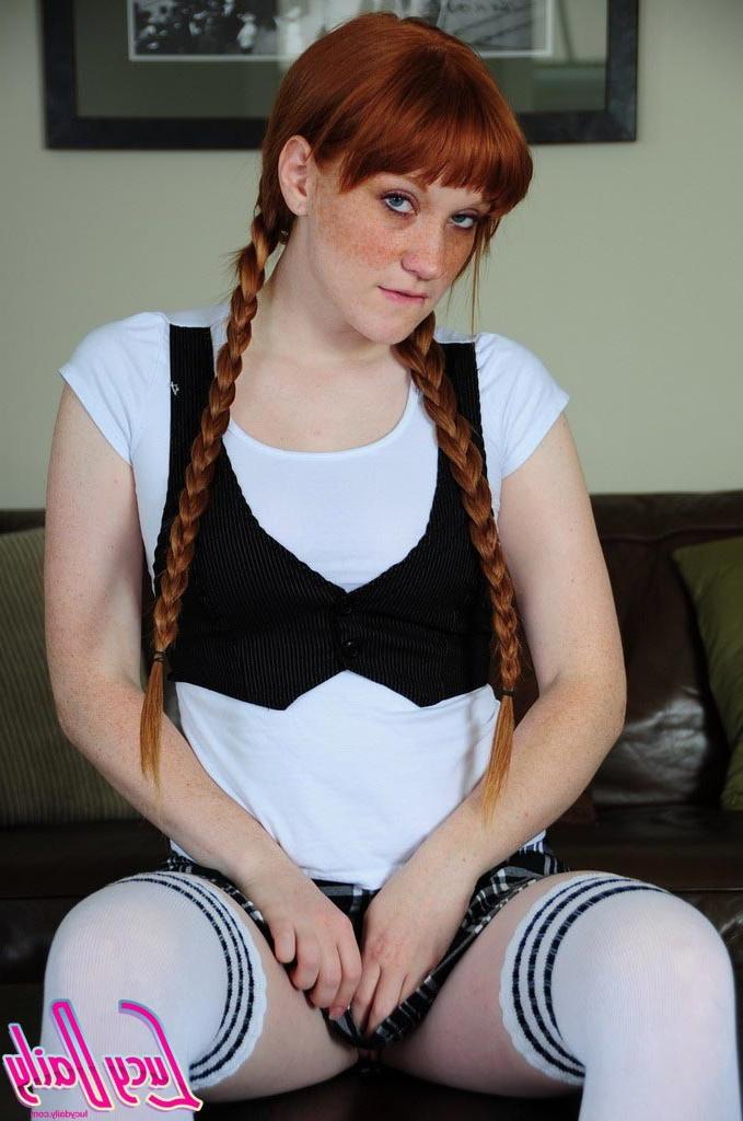 16P Pale redhead schoolgirl in braids