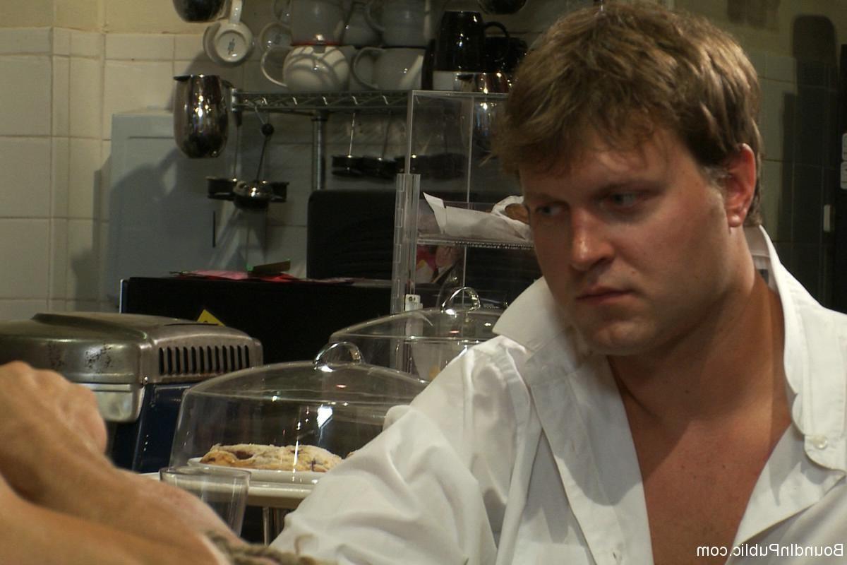 24P Slave gay gets tied and fucked by group of gays in public bar
