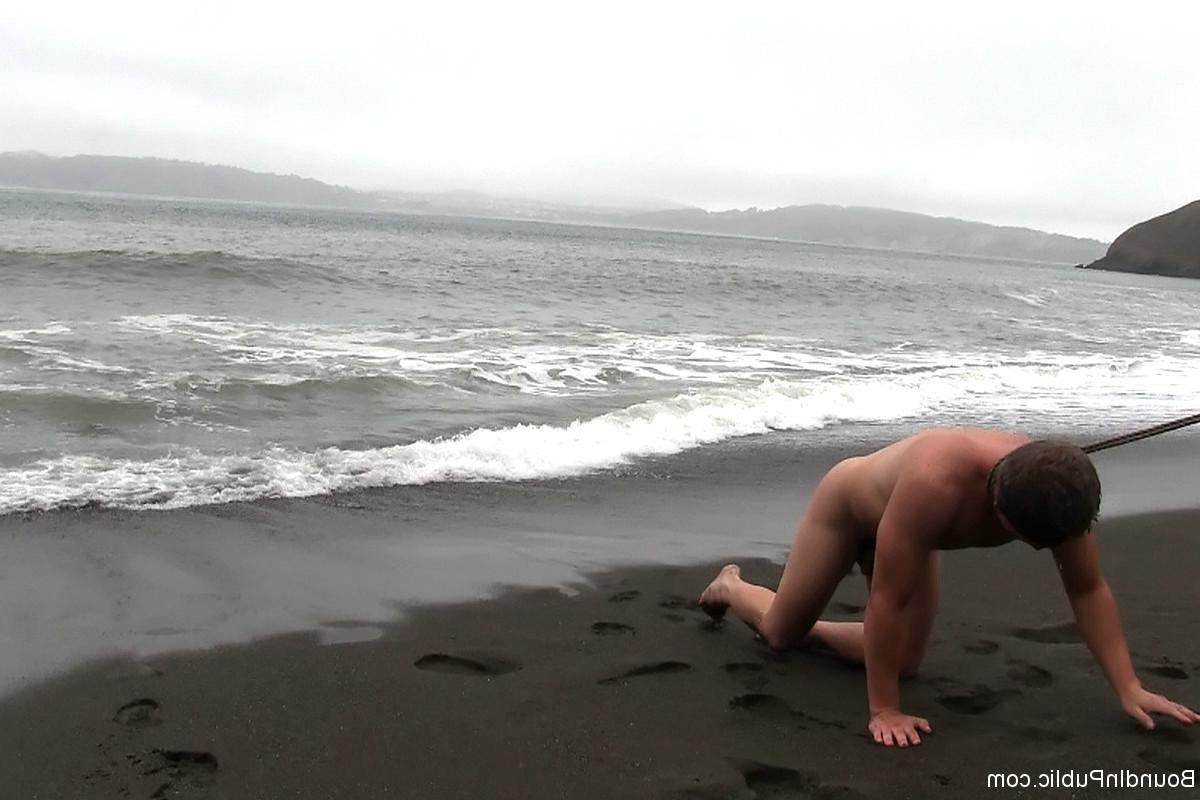 24P Gay being used and abused outdoor on a public beach.