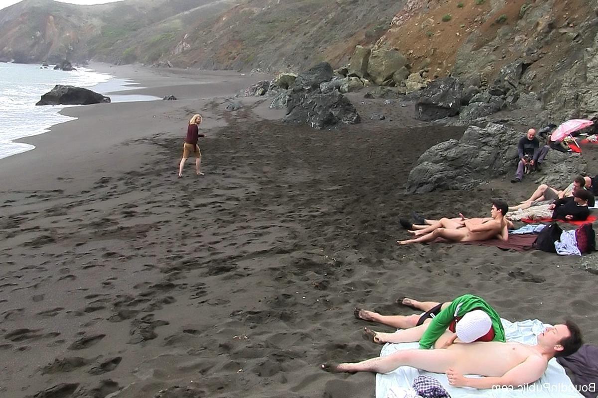 24P Gay being used and abused outdoor on a public beach.
