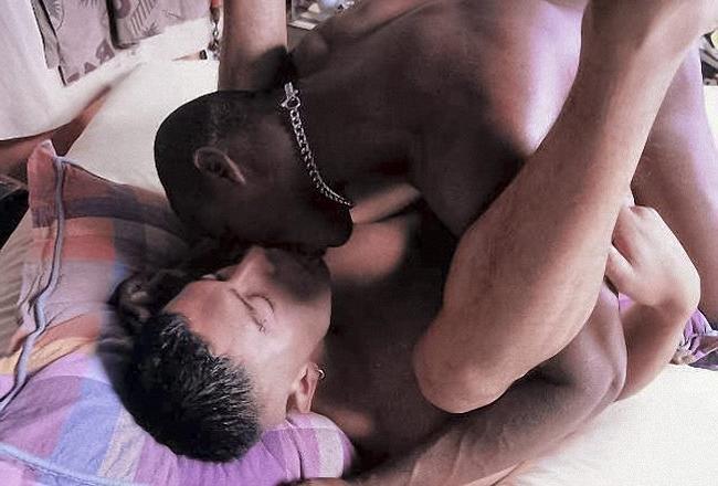 20P Ebony and latin college dudes oral and anal fun in campus room