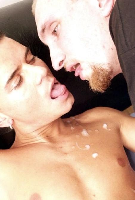 20P Fair and dark college dudes didldoing and facial cumming delight