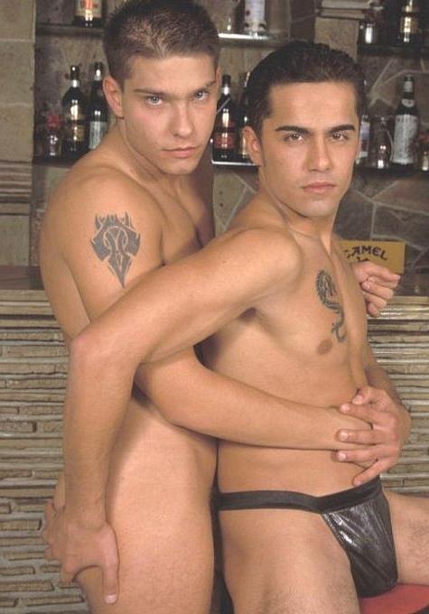 20P Two tanned twinks enjoy sucking and fucking at a bar counter