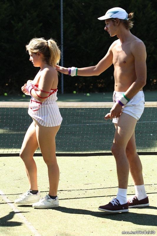 16P Hot tennis players get all wet on filthy tennis court