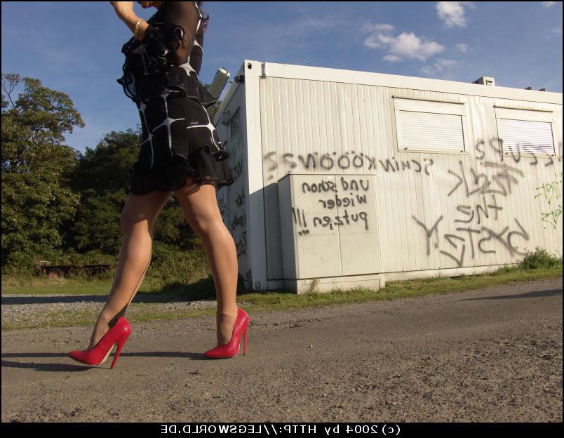 12P Leggy german mistress lady B in stockings changing high heels