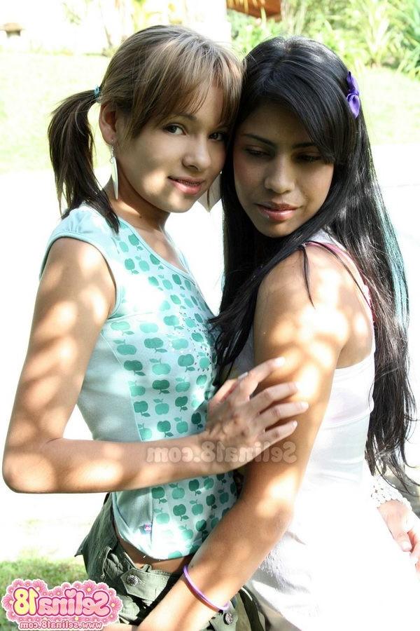 12P Petite Selina in braces making out with her girlfriend