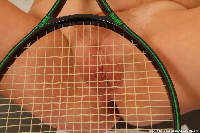 16P Thirtyish Redhead MILF Teasing Naked With Her Tennis Racket