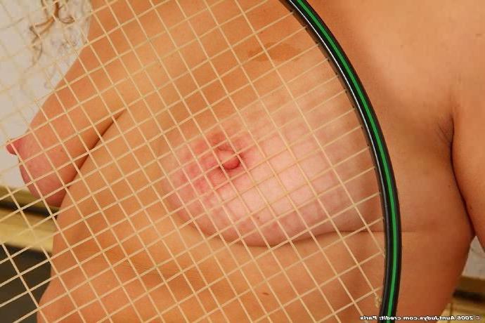 16P Thirtyish Redhead MILF Teasing Naked With Her Tennis Racket