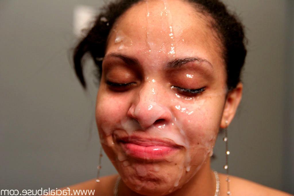 15P Latina is face fucked and left with a messy facial