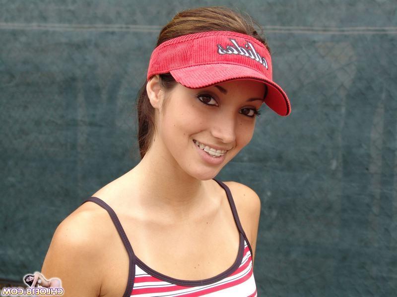 15P Skinny eighteen year old teasing while playing tennis outdoors