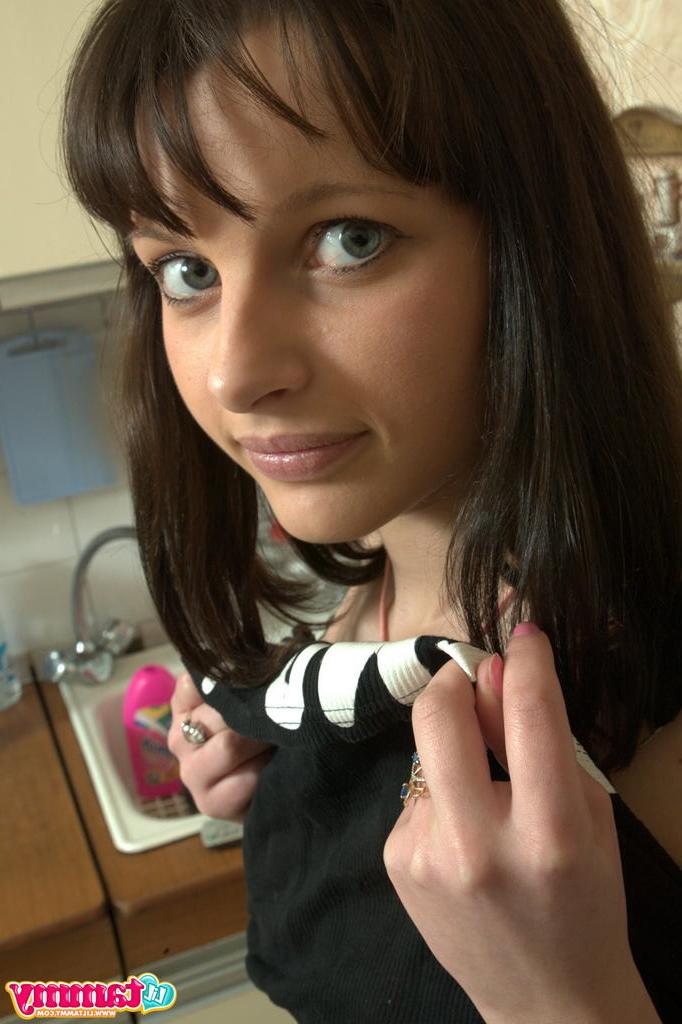 15P Eighteen year old drops panties in laundry room