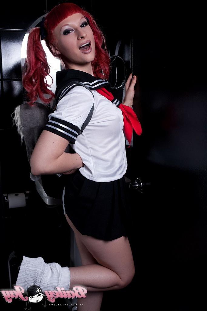 12P Sweet Bailey Jay posing as a Japanese schoolgirl