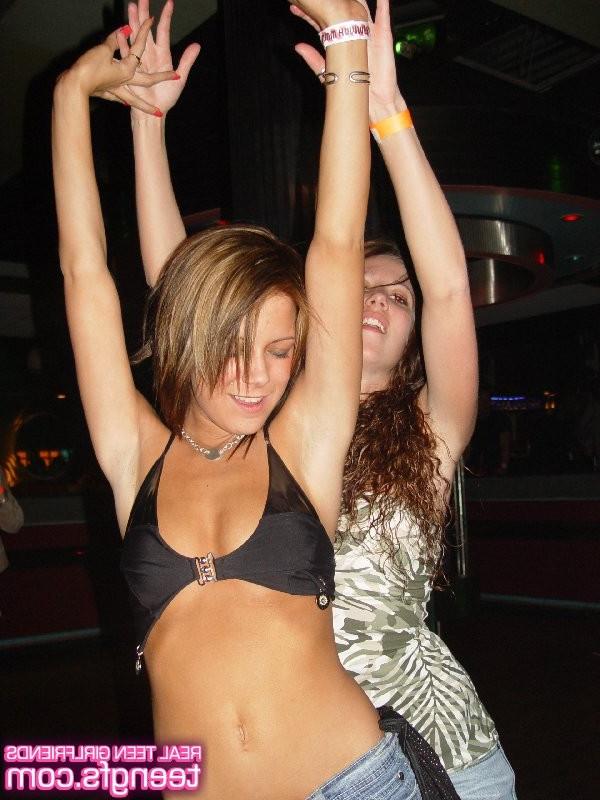 16P Young drunk girl and her friends flashing their tits in bar