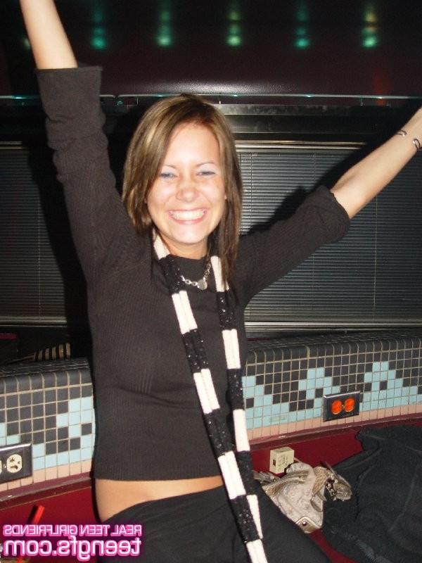 16P Young drunk girl and her friends flashing their tits in bar