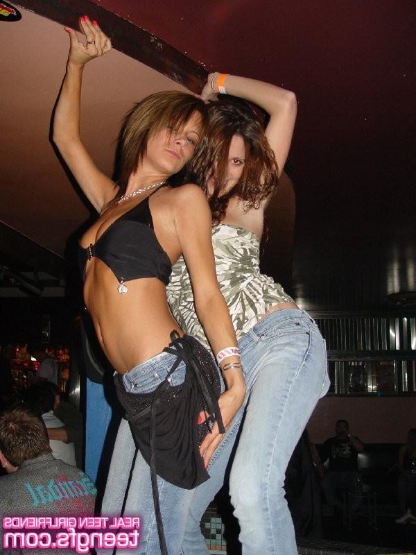 16P Young drunk girl and her friends flashing their tits in bar