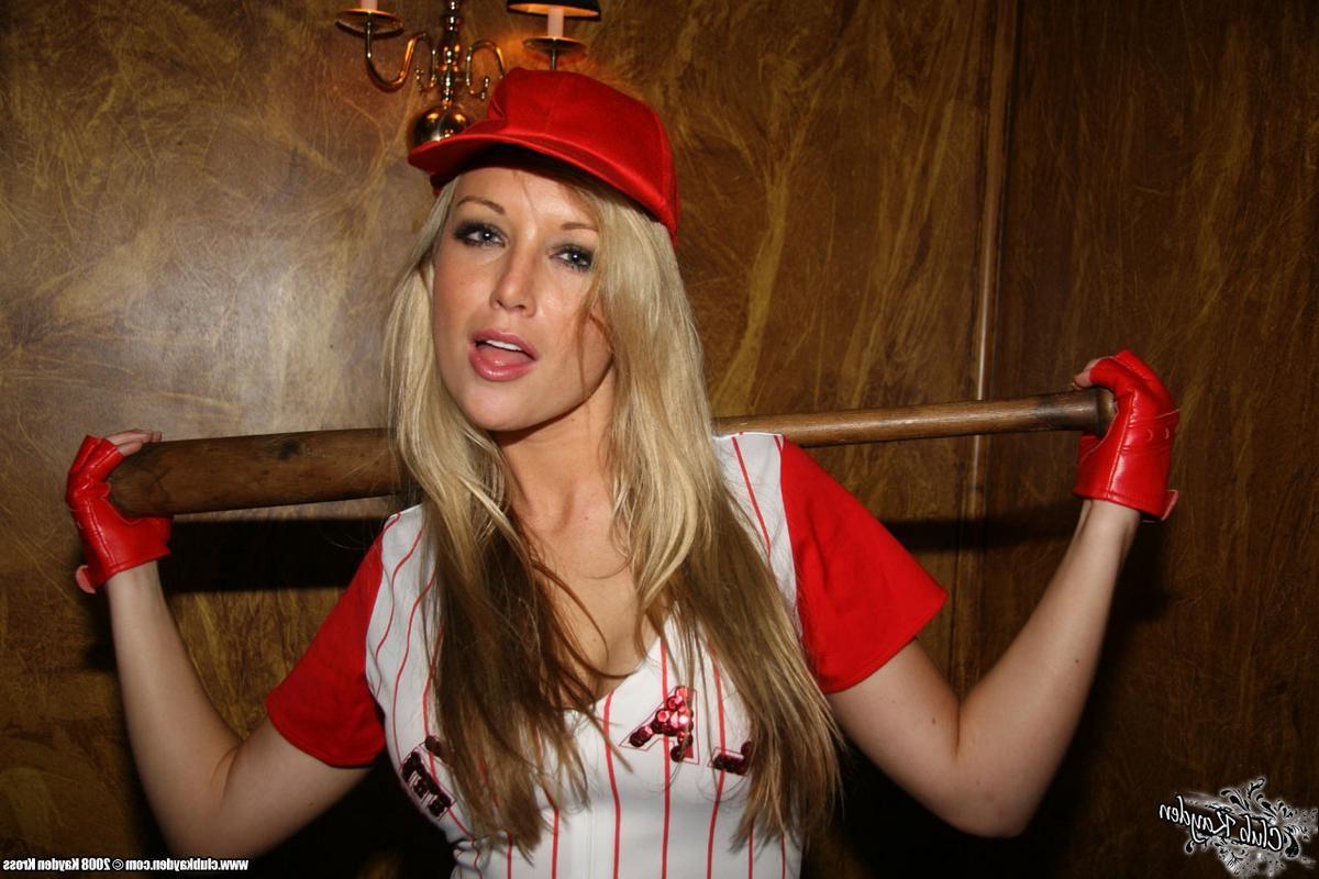 15P Kayden Kross ready to play baseball in her red stockings