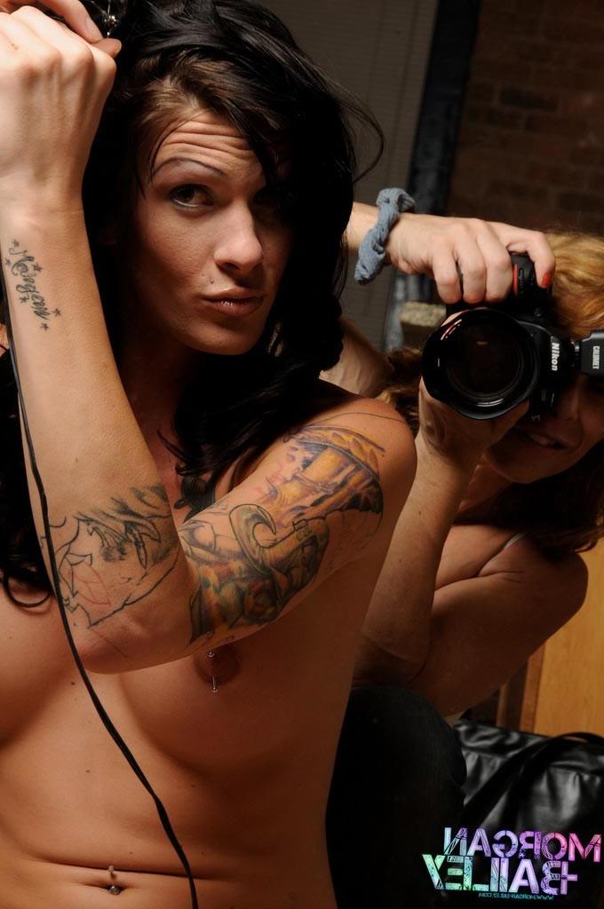 12P Hot tgirl Morgan Bailey doing her hair