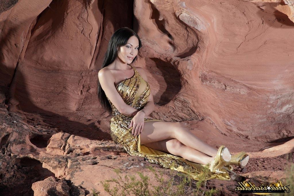 12P Transsexual beauty Mia Isabella strips in the cave